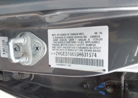 2005 Honda Civic Lx z USA, uszkodzony, nr VIN 2HGES16655H631574